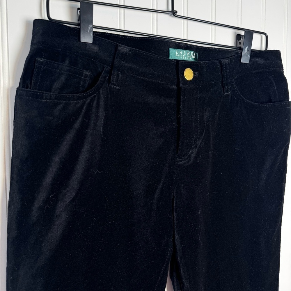 Lauren Ralph Lauren Black Velvet Straight Leg Dress Pants Women’s Size 8 Petite - Picture 3 of 10